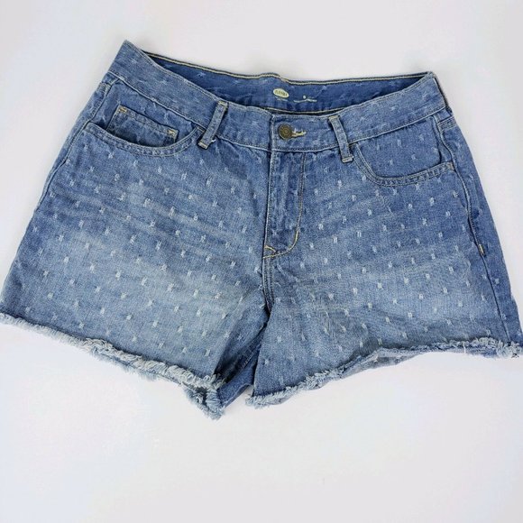 Old Navy The Diva Women Shorts Light Wash Denim Distrested 5-Pocket Flat Front